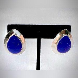 Beautiful Sterling Silver Tear Drop Earrings with Blue Lapis Gemstone